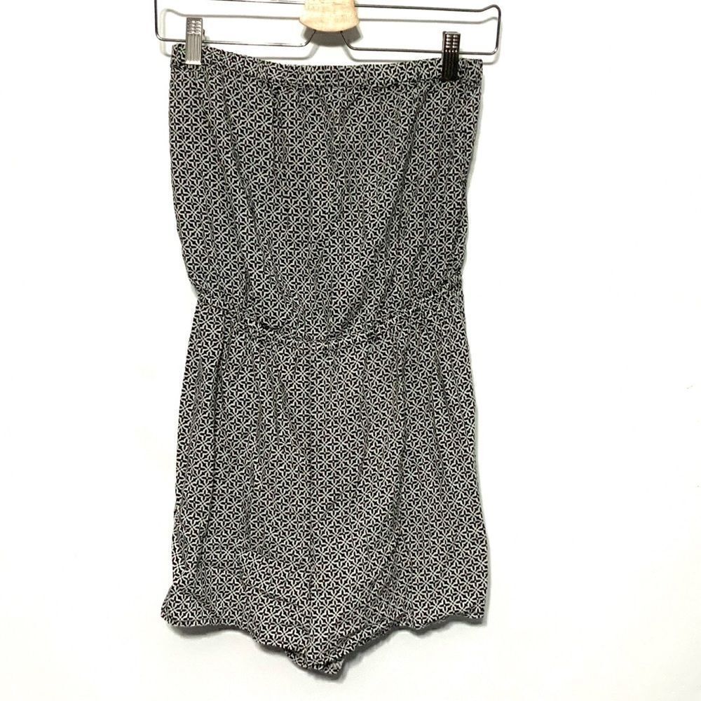 Divided strapless romper black white sz 12